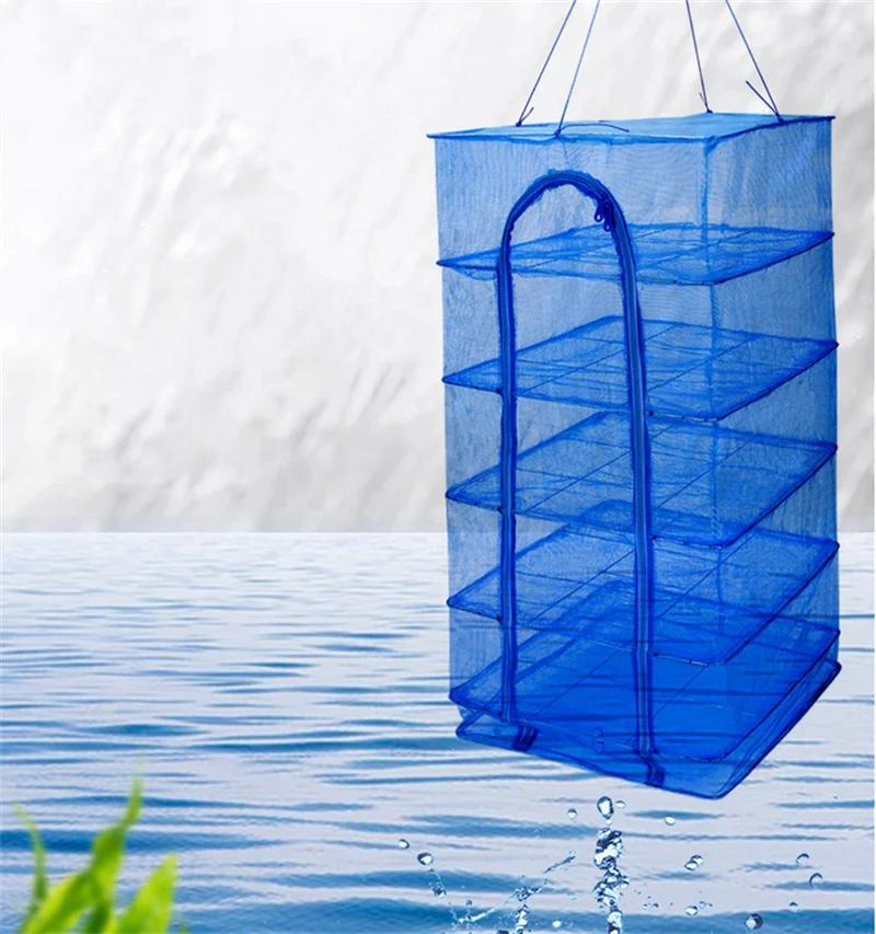 Foldable 4 Layers Drying Fishing Net Hanging Vegetable Fish Dishes Dryer Bag Hanger Fish Fishing Flowers Buds Plants